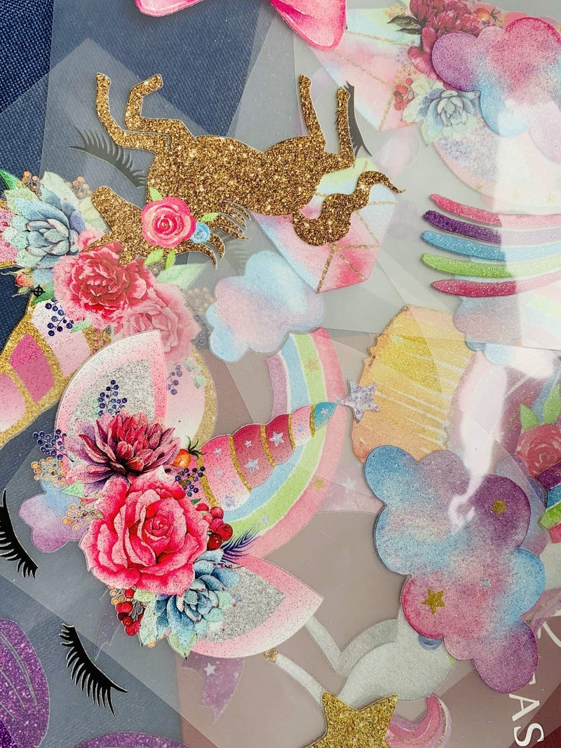 Easu Unicorn Iron-On Transfer Iron Patches Rainbow Iron On Patches Mermaid Patches Eco-Friendly Material Set of 21 for DIY Decorative - Image 2